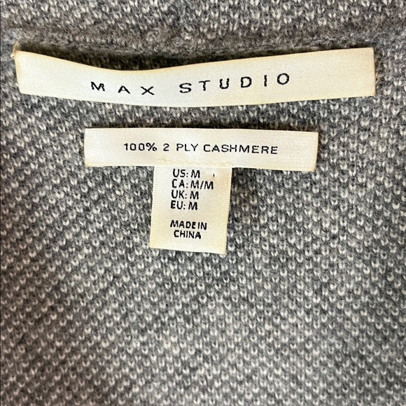 Max Studio 2 Ply Cashmere Cardigan Womens Grey Open Front Sweater Size M *flaw - Picture 2 of 14